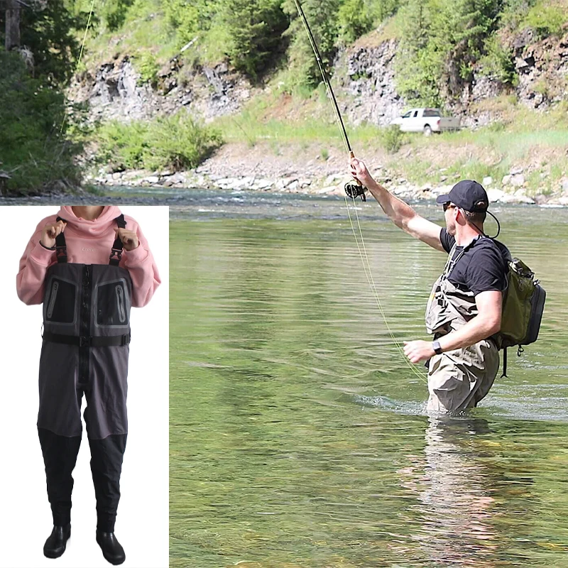 manufacturer Waterproof 3 layer breathable Waders Chest High Fishing Waders with Boots