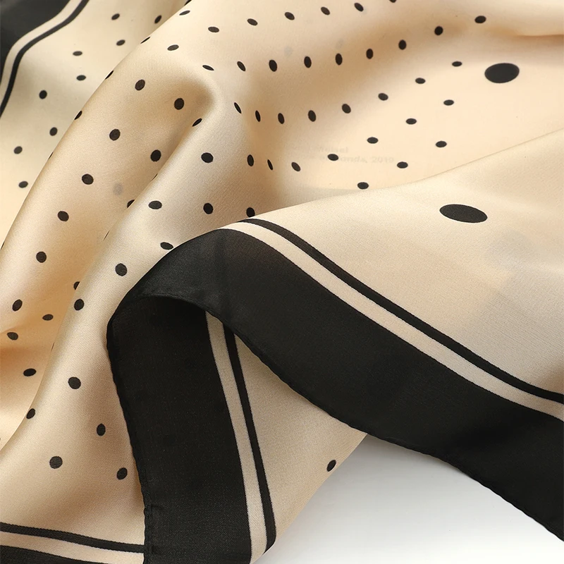 Hot Slaes Oem Custom Logo Print Square Silk Satin women Head Scarf Bandana