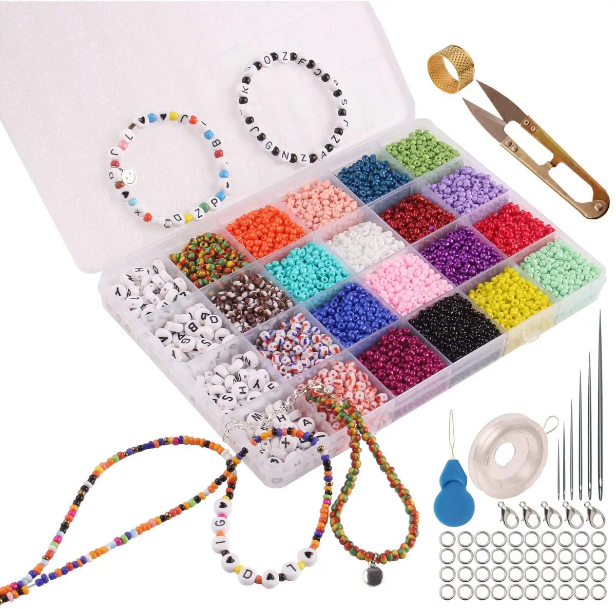 Amazon hot sale, glass seed beads alphabet letter beads glass beads for jewelry making, DIY set kit