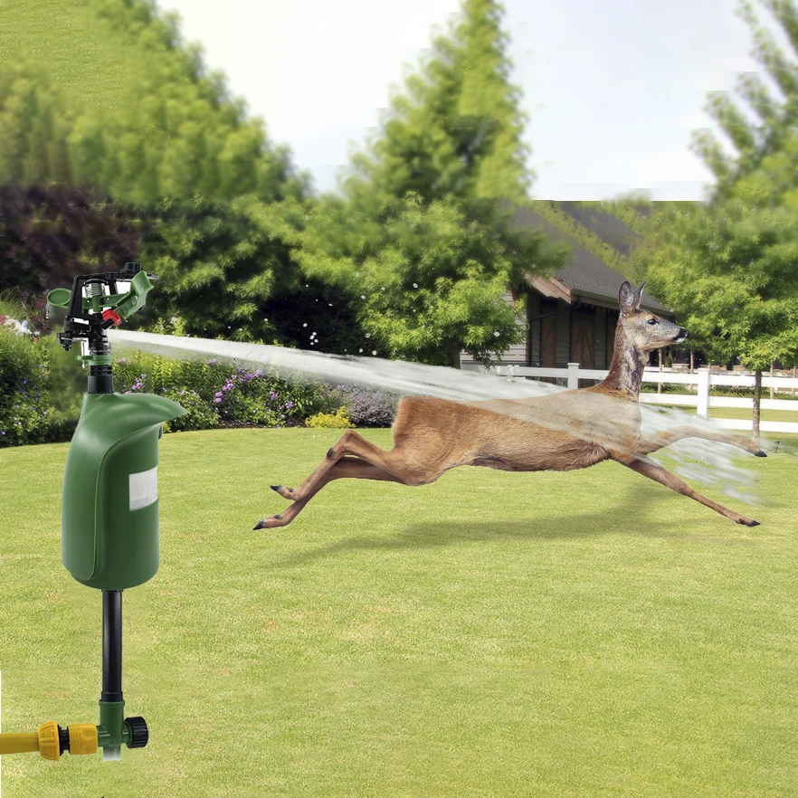 Spray Away Motion Detector Sprinkler Deer Dog Cat Animal Repellent Outdoor Battery Animal Bird Repeller For Yard Lawn Garden
