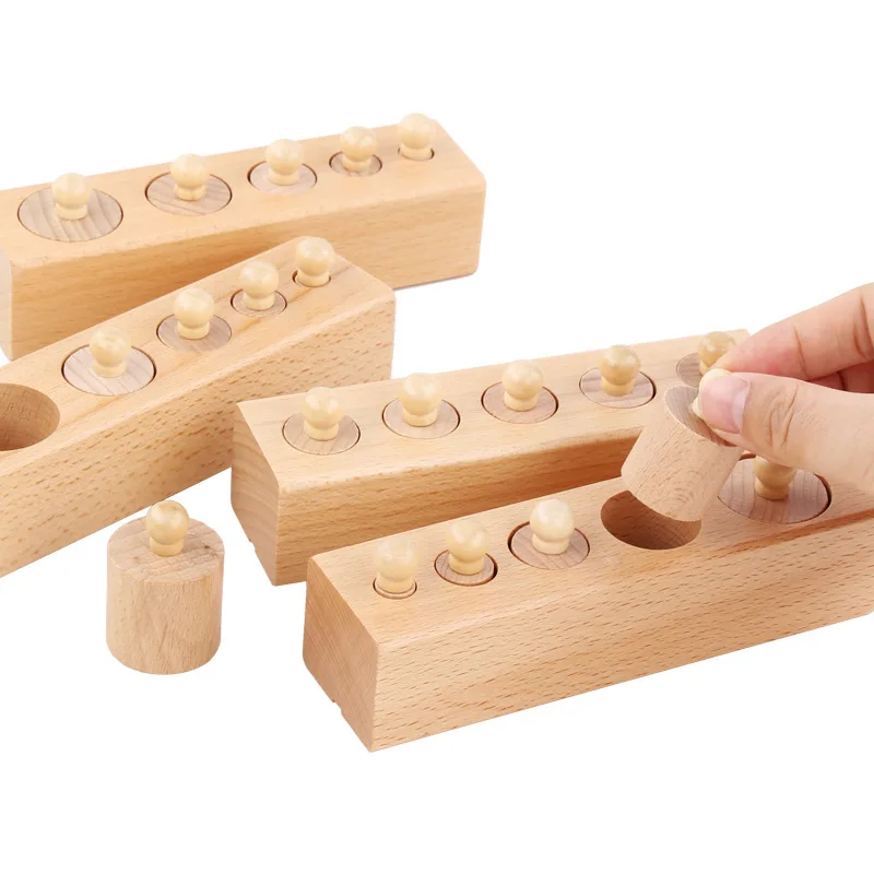 Wooden Cylinder Socket Blocks Toys Kids Montessori Toys Preschool Early Learning Educational Toys for Children Toddlers