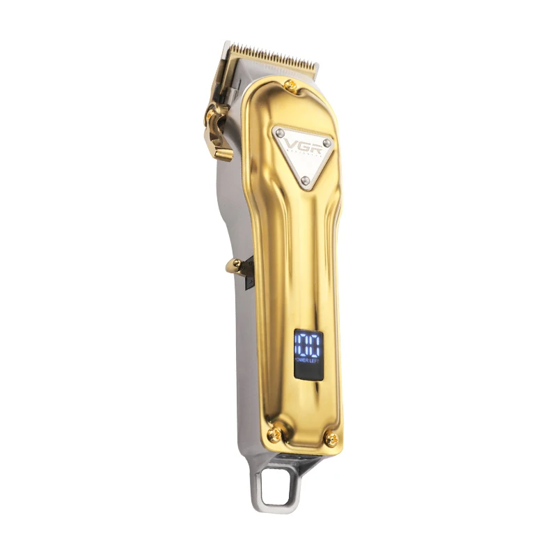 VGR V-140 New Cordless Barber Haircut Professional Rechargeable USB Salon Wholesale Gold All Metal With Lcd Hair Clipper Trimmer