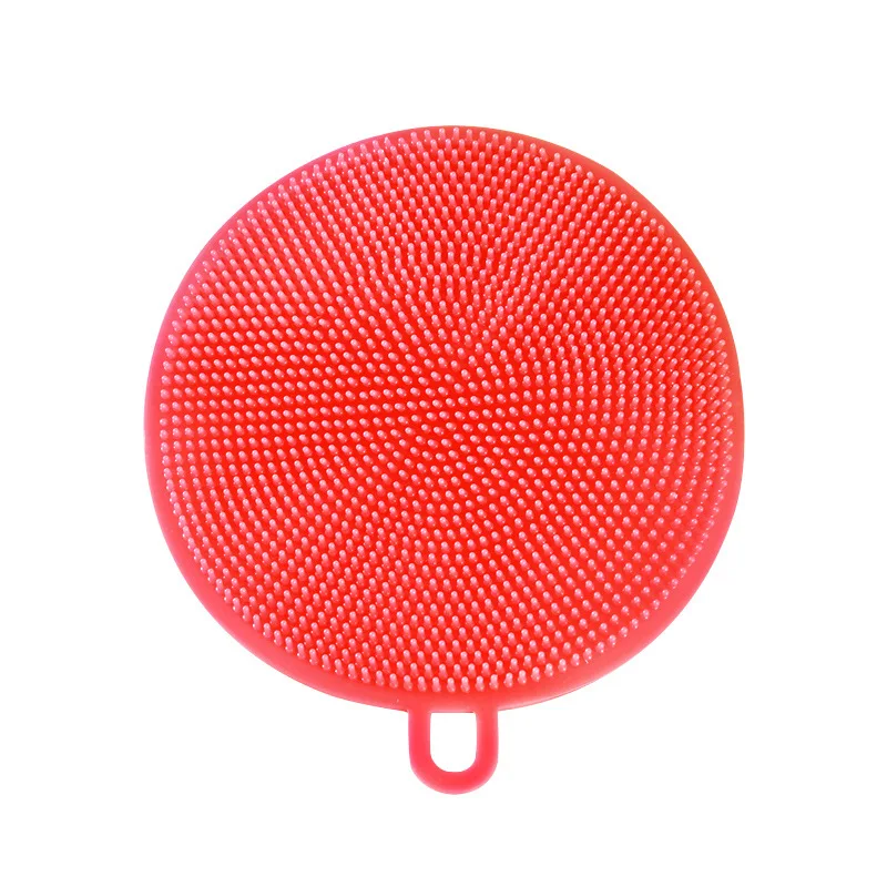 Silicone dish washing round silicon dish brush pot pan sponge scrubber
