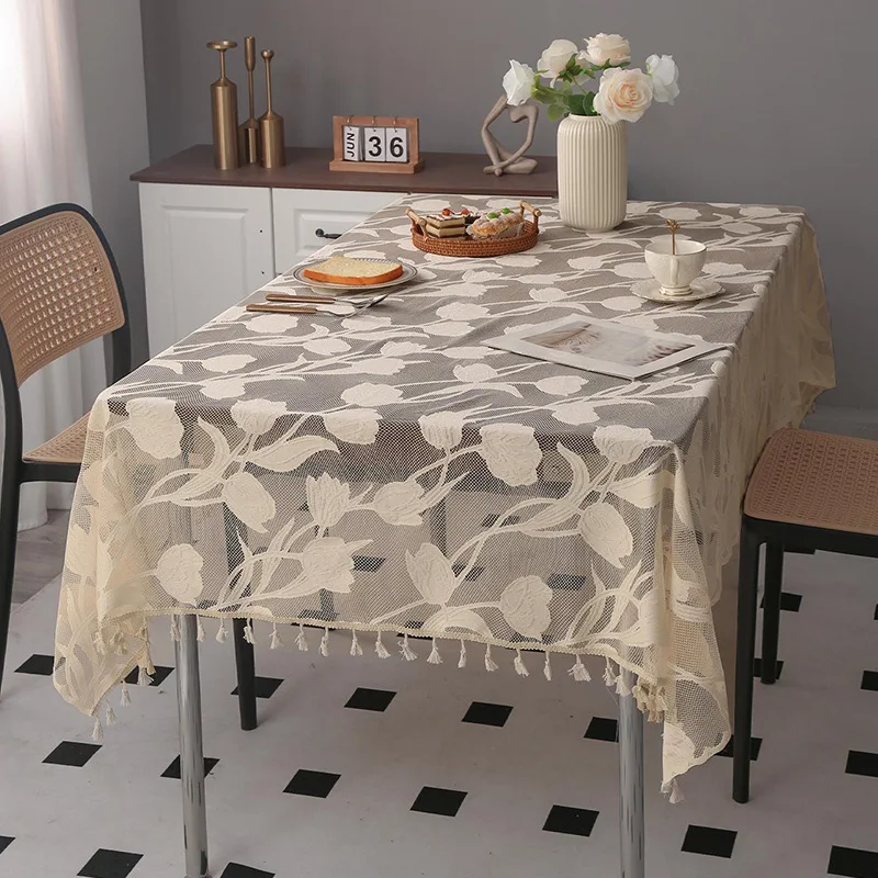 Minimalist tassel tablecloth style home Nordic rectangular lace tablecloth