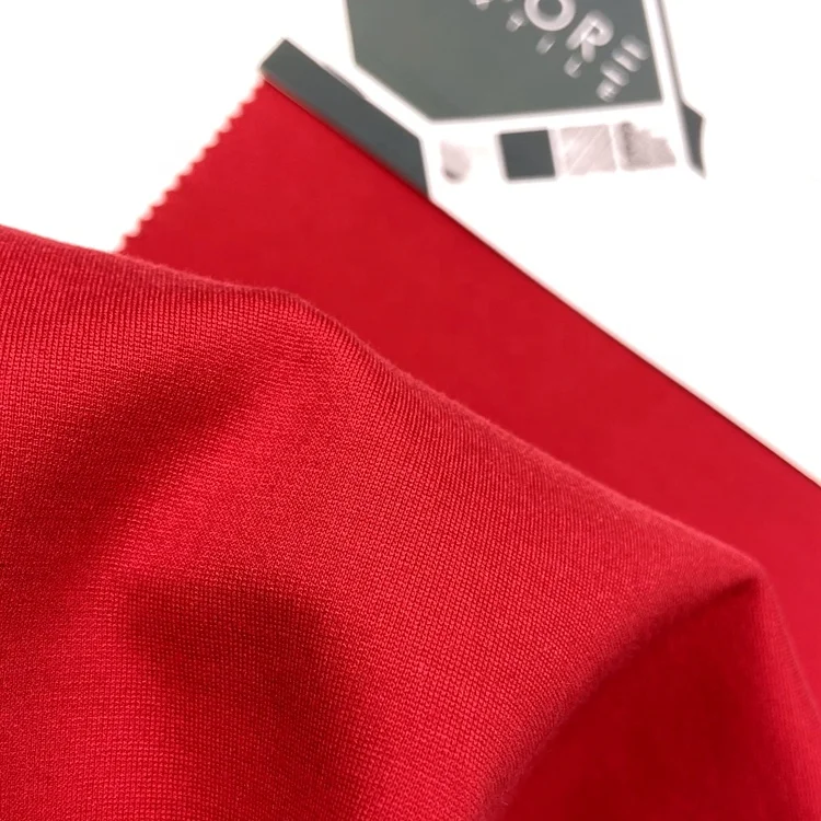Custom-made rayon nylon spandex bright red knitted interlock king ponte de roma fabric for hoodies