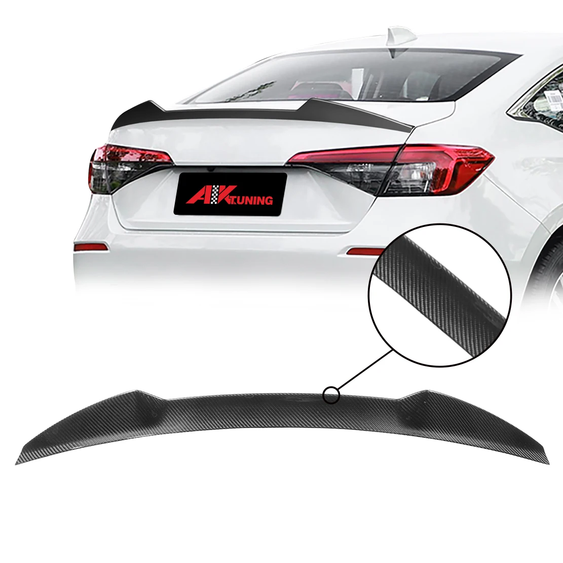 Fits 2022 2023 11th Gen for Honda Civic Hatchback Rear Carbon Fiber Trunk Spoiler