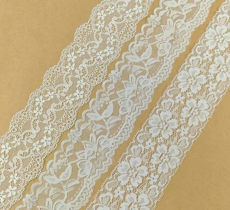 Wholesale 15cm White Elastic Lace Fabric 3Meter/Roll French Hollow Underwear Laces Trim Embroidery Ribbon DIY Clothing