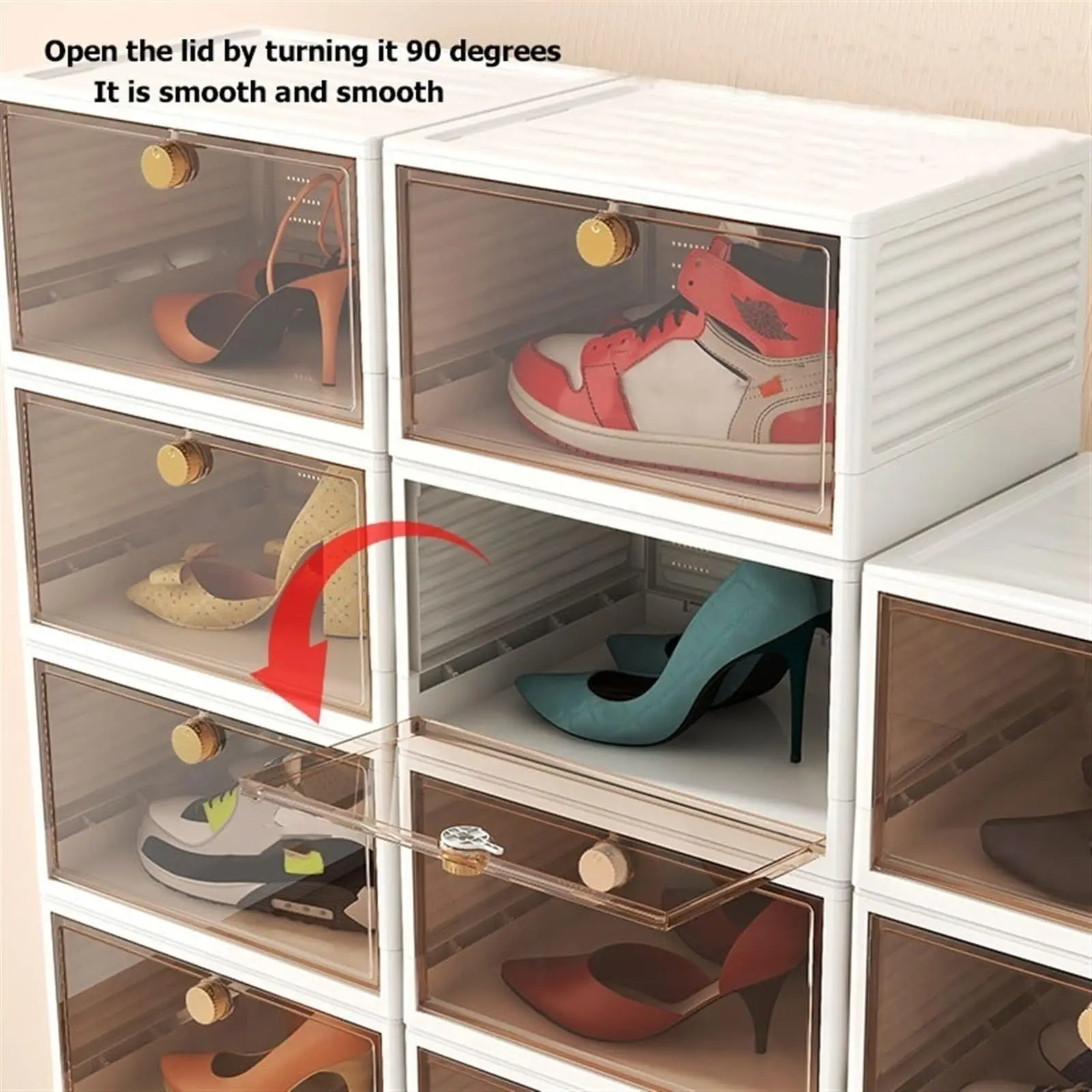 New Factory Price Wholesale Stacking Foldable Shoe Storage Box Clear Plastic Display Folding Sneaker Storage Box