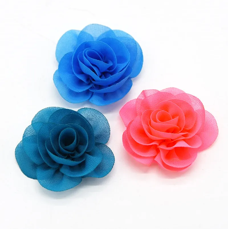 Мини-6 см шифон с изображением Ветхого цветка и повязка на голову с цветочным рисунком для девочек женские аксессуары для волос ручной работы ткань розовыми цветами