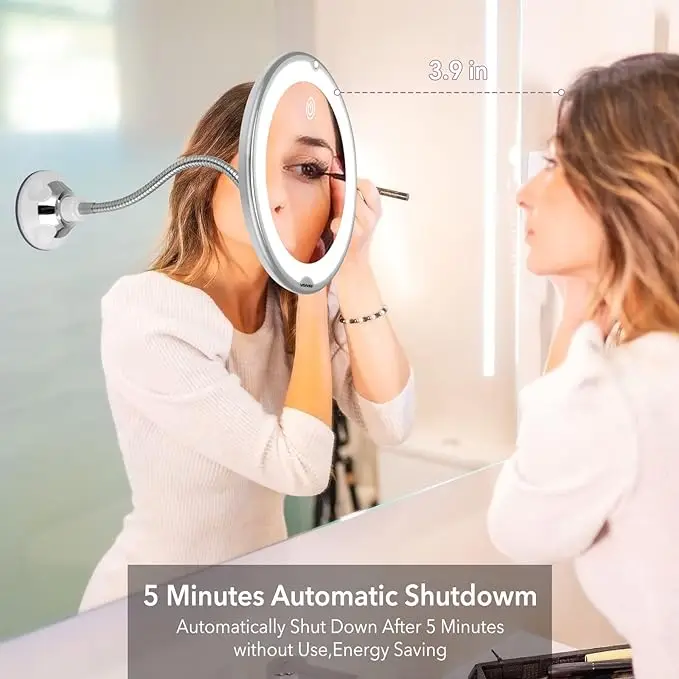 Portable 15X Magnifying flexible mirror wall mirrors home decor modern round miroir Suction Cup Shower Bathroom Shaving