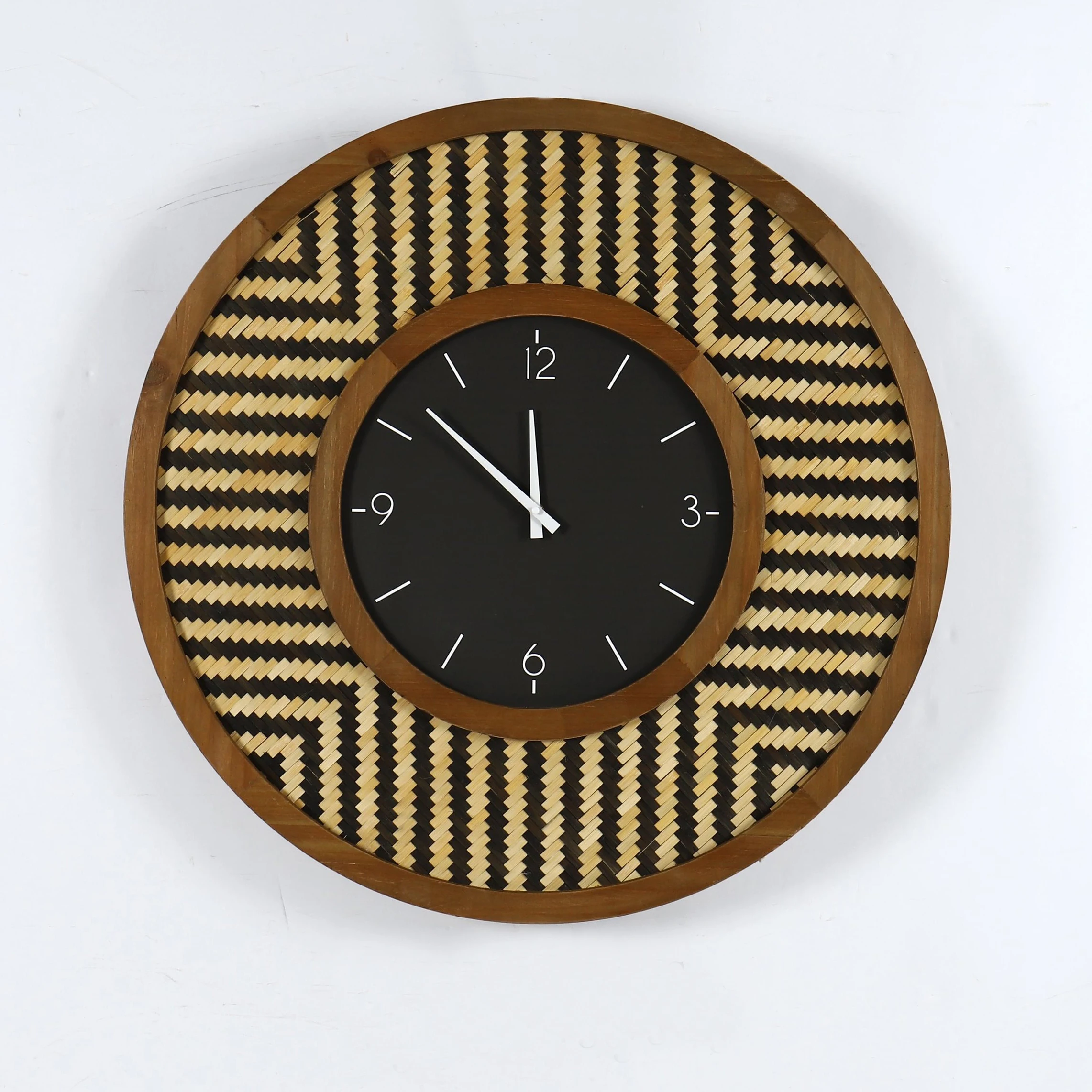 wood clock wall nordic style household 76CM antique black bamboo wall clock for wholesale