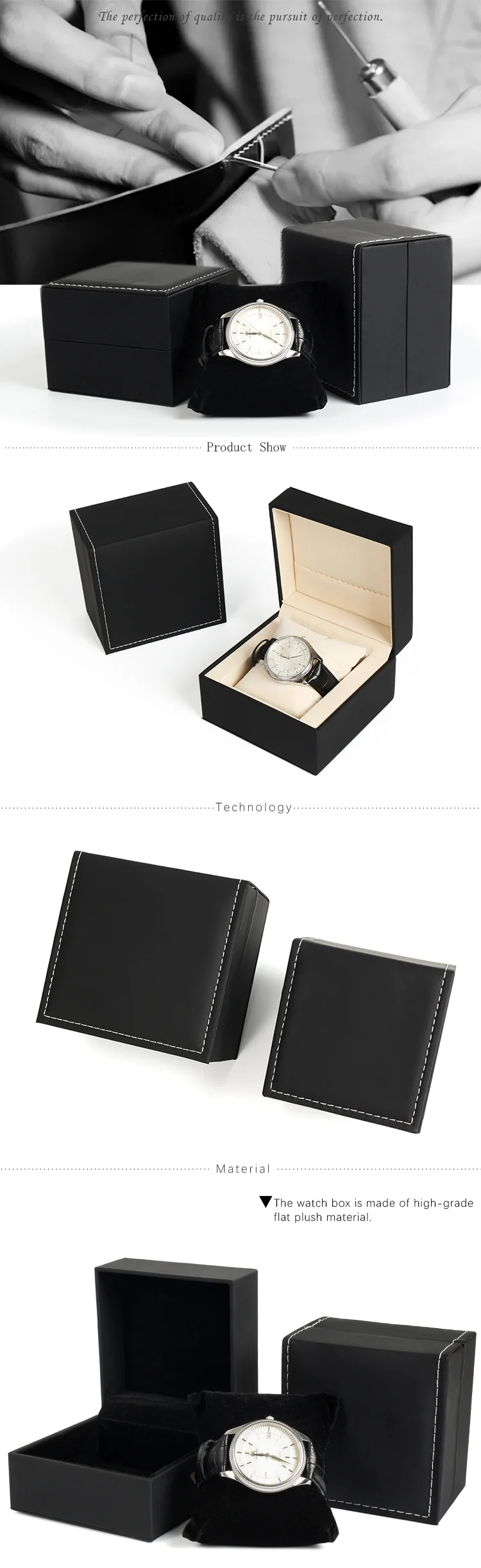 China Supplier Eco PU Leather Pillow Wrist Watch Box Cheap Watch Case