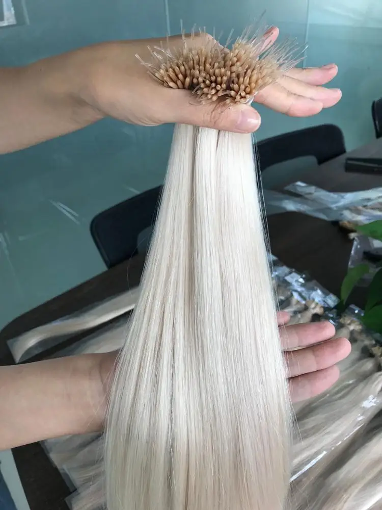 Wholesale Best Quality Double Drawn Russian Nano Ring Virgin Human Hair Extensions With Good Price