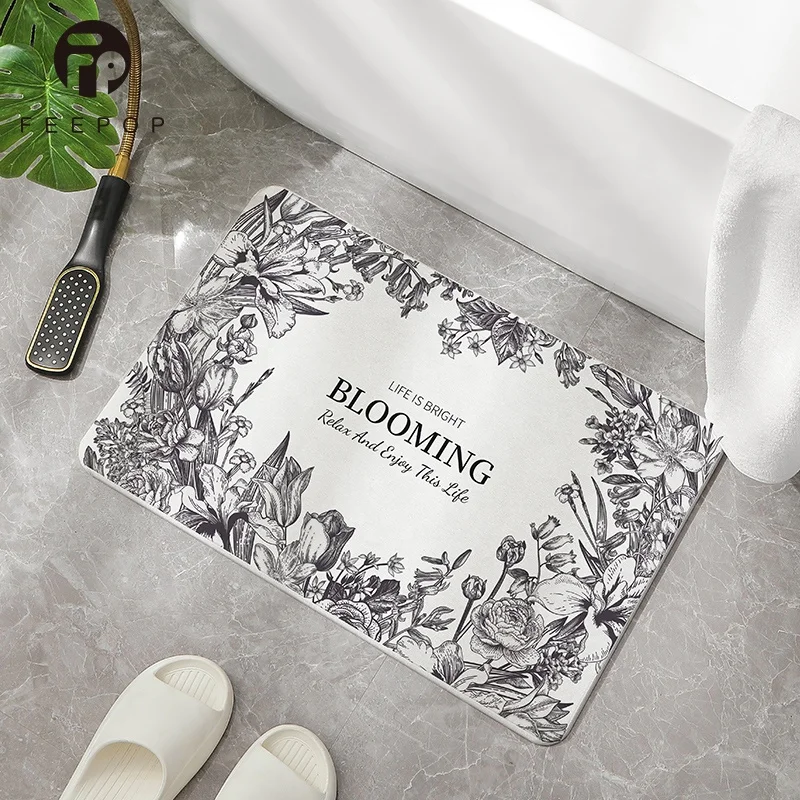 Modern Design Diatomite Bath Mat with Wave Pattern Quick Dry and Anti-Slip Stone Functional Bath Mat Machine Made