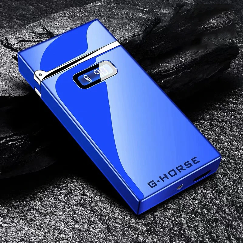 Customize Logo Boyfriend Gift Double Arc Windproof Cigarette Lighter Portable Electricity Display Usb Charging Lighter