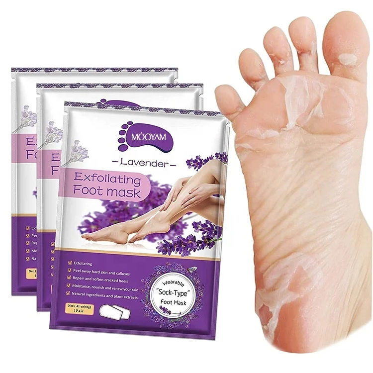 OEM ODM Foot Skin Care Sheet Mask Socks Exfoliating Peel Cracked Heels Dry Dead Hydrating Moisturising Lavender Foot Mask