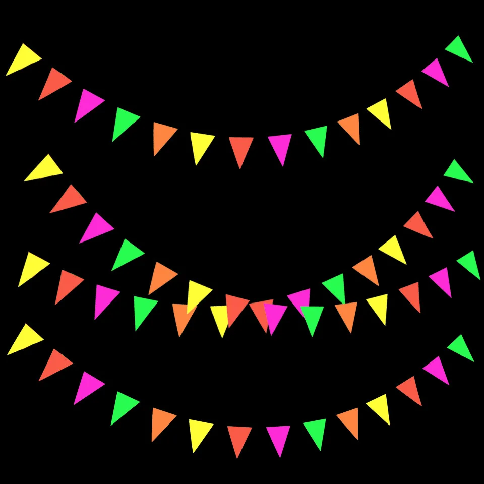 Neon Banner Garland Bunting Colorful Fluorescent Luminous Grow In Dark Party Decoration glow party supplies Triangle banner