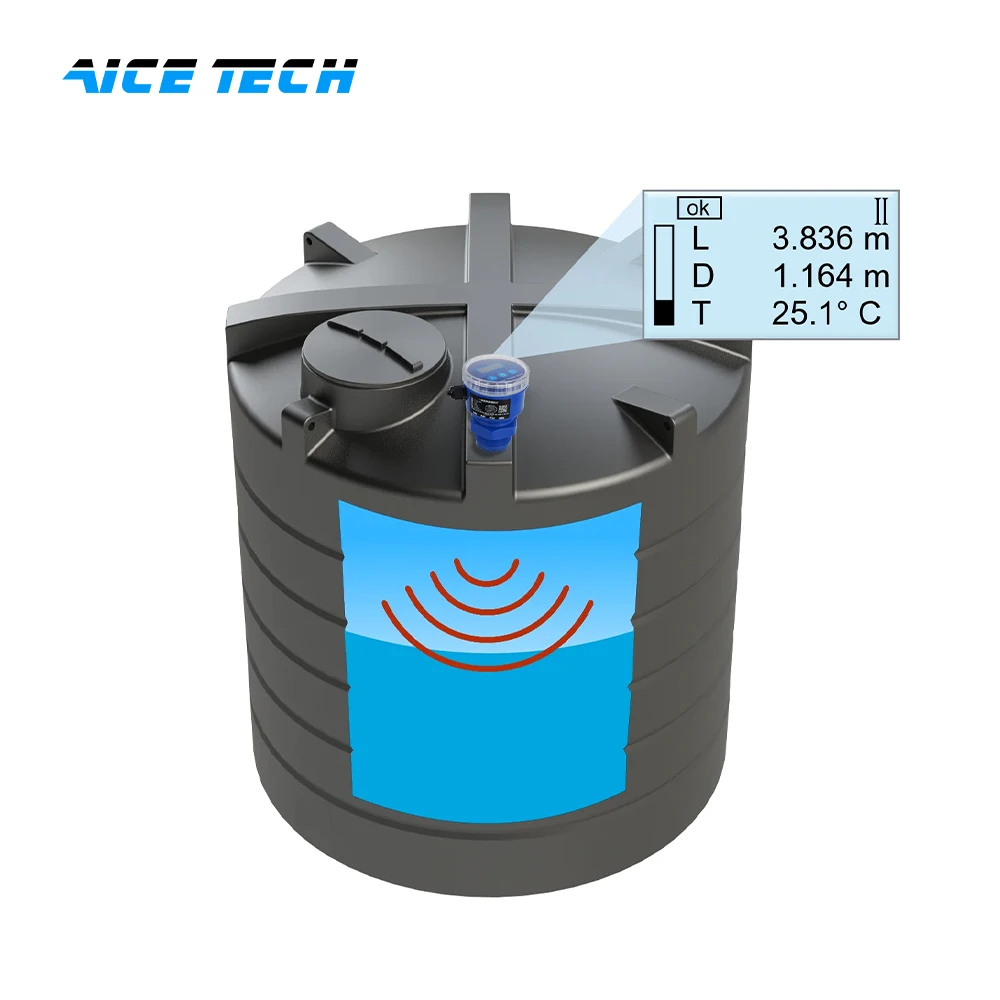 Aice Tech 4-20 mA water tank measurement level gauge transmitter ultrasonic lever sensor rs485