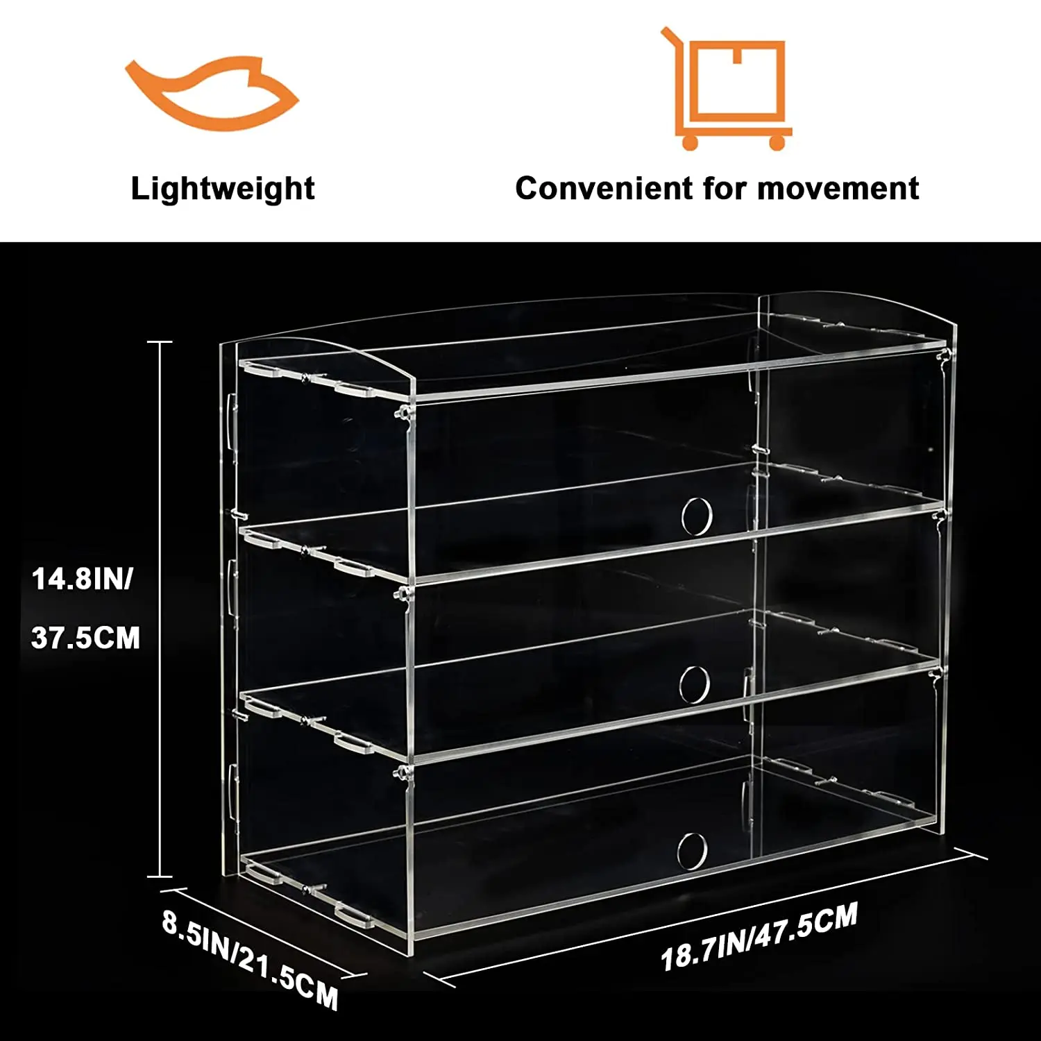 Three-layer pastry display cabinet, transparent assembly bakery cabinet, commercial pastry baking commodity cabinet