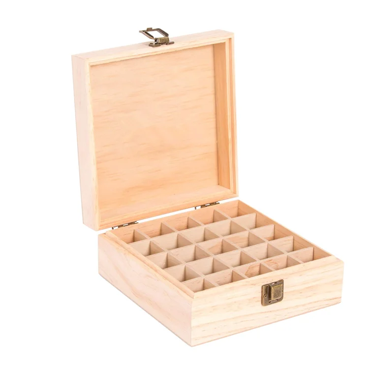 High quality storage organizer holds 25 bottles 5ml essential oil box wooden