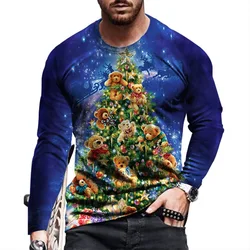 Europe and United States new Christmas men fall big yards long sleeve T-shirt collar set of 3d digital printing
