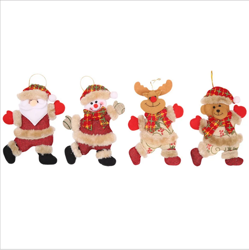 Plush hanging ornament christmas tree doll snowman reindeer bear santa claus doll new year gift christmas decoration