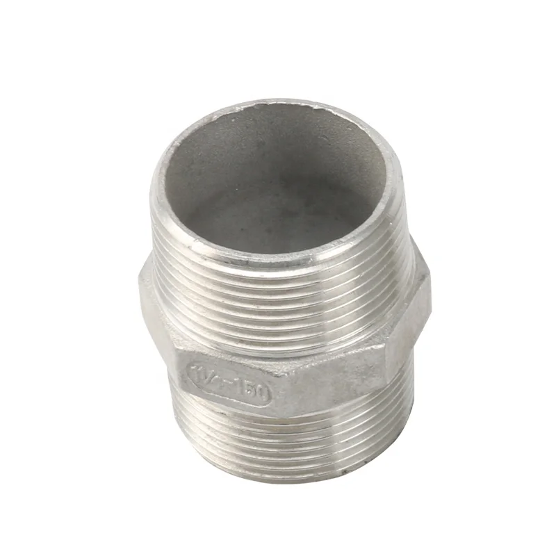 NPT BSP Double Thread Nipples Stainless Steel 304 316 Hex Nipples Fittings 1/2 inch To 4 Inch Threaded Hex Nipple
