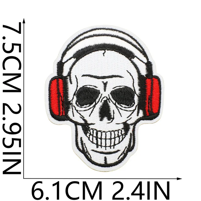 wholesale Halloween rock Music note skull denim jacket mouth guitar seal embroidery iron on hat  patches