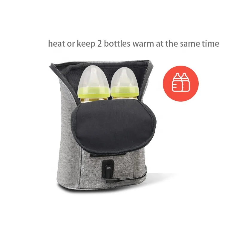 Deluxe Polyester DC 12 V Plug with electronic temperature display double bottles warmer