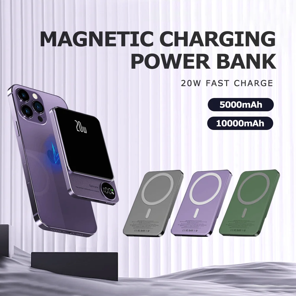 2023 New Arrivals Electronic Hot Seller Portable Powerbank 5000mAh Qi 15w OEM Magnetic Wireless Power Bank For iPhone 12 13 14
