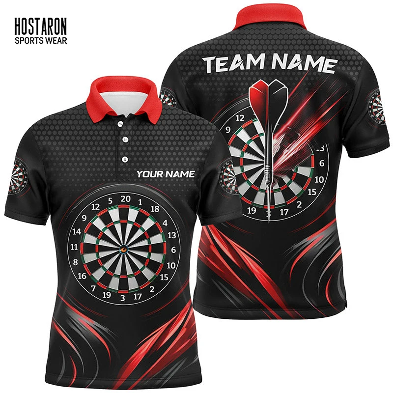 HOSTARON Custom Cheap Quick Dry Sublimation Men Jerseys Professional Darts Wear Polyester Dart Shirts Jersey With Pocket