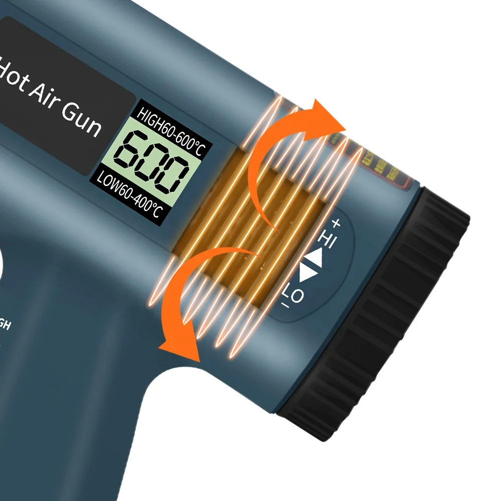 Supply 2000W digital display adjustable temperature 866C heat air gun auto film baking heat shrinkable gun industrial