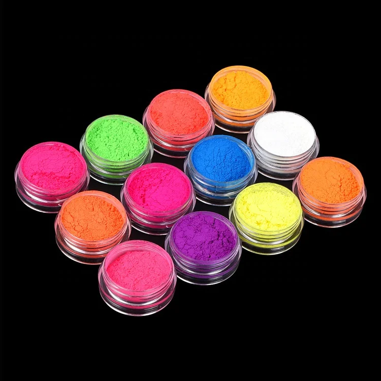 
Colorful Nail Art Glitter Pigment 3D Phosphor Dust Decorations Neon Pigment Powder Ultrafine Fluorescent Nail Powder 