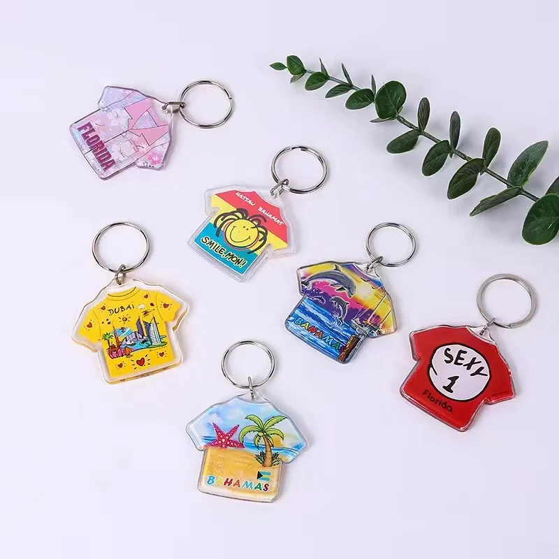 Factory direct custom t-shirt shaped photo acrylic keychain