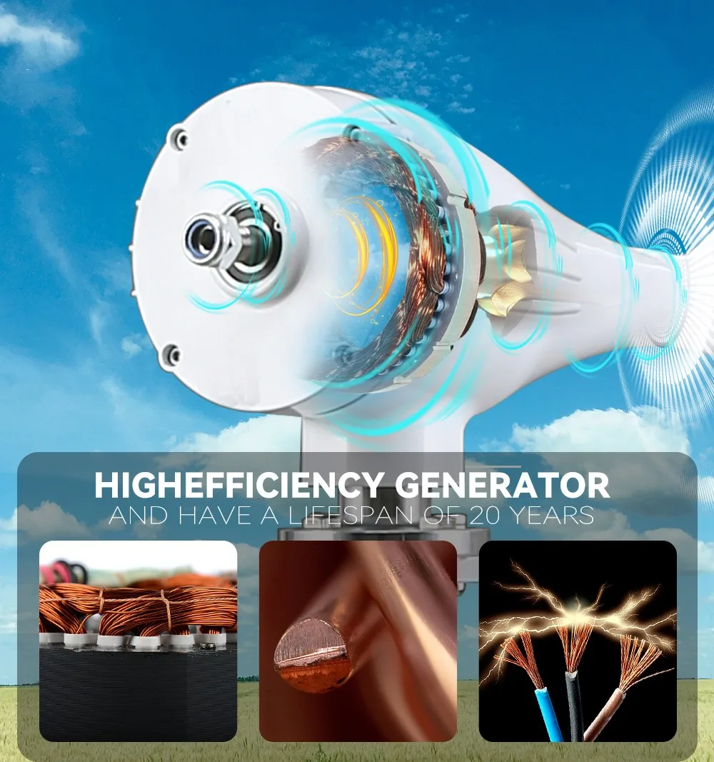 1000W 1300W horizontal axis wind turbine 12V 24V 48V high power permanent magnet generator free energy use for home boat RV