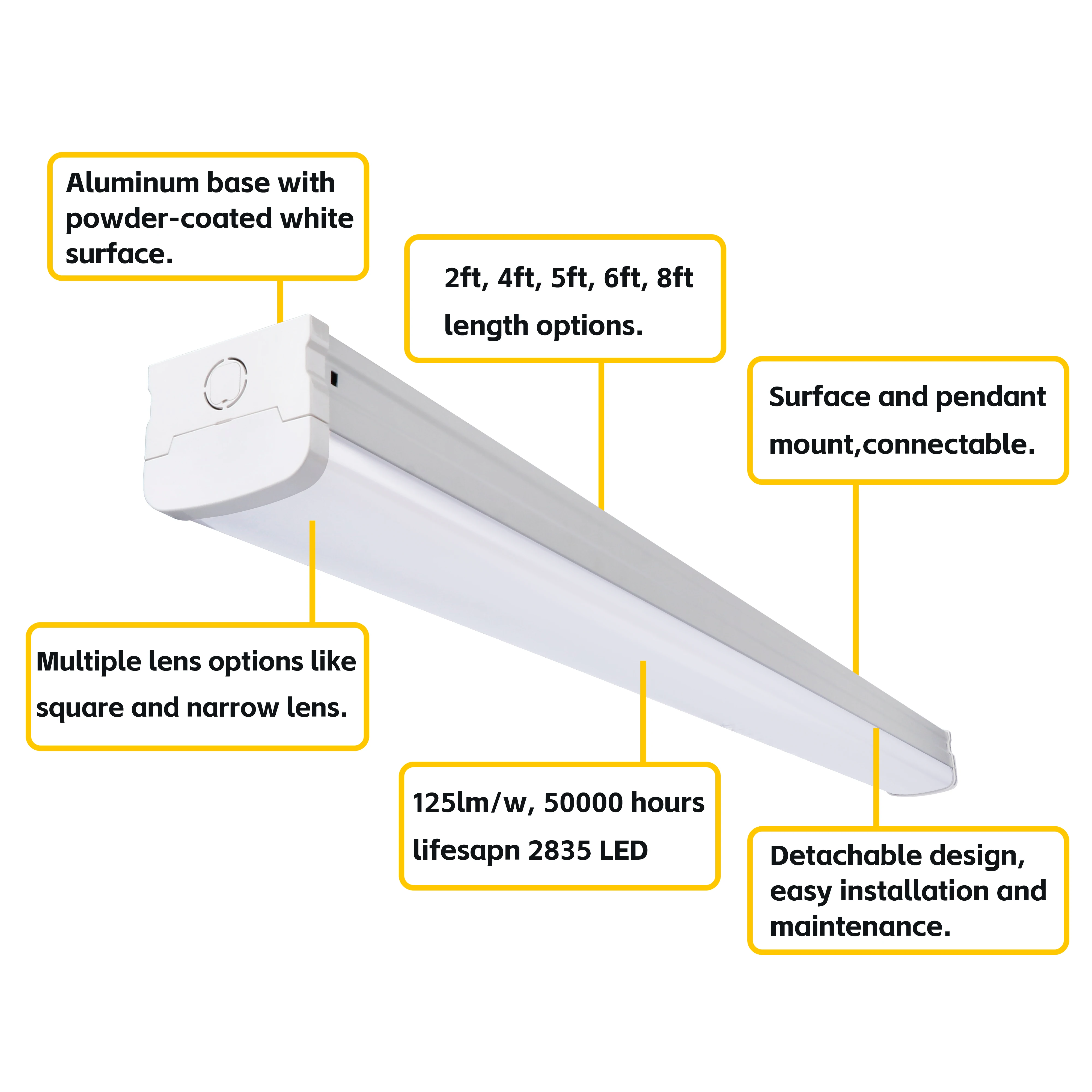 Easy Installation School Office 4ft 5ft 6ft 20w 30w 40w 60w 80w Linear Lighting Led Batten Light