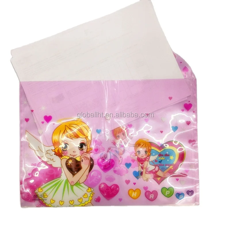 Clear PVC Colorful Plastic Envelope cartoon File Folder Fancy  Document holder for school and office