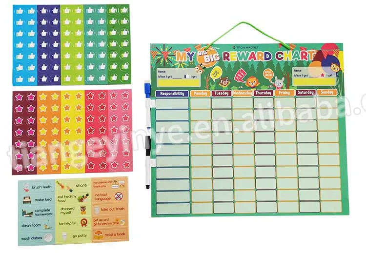 Custom Kids Responsability Behavior Magnetic Reward Chart