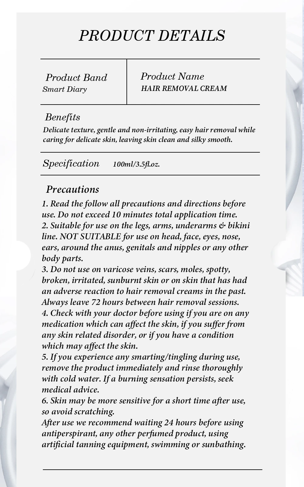 Silk Smooth Skin and Hair Removal Cream Gently Cleanses the Whole Body Universal Underarm Hair Removal Wholesale