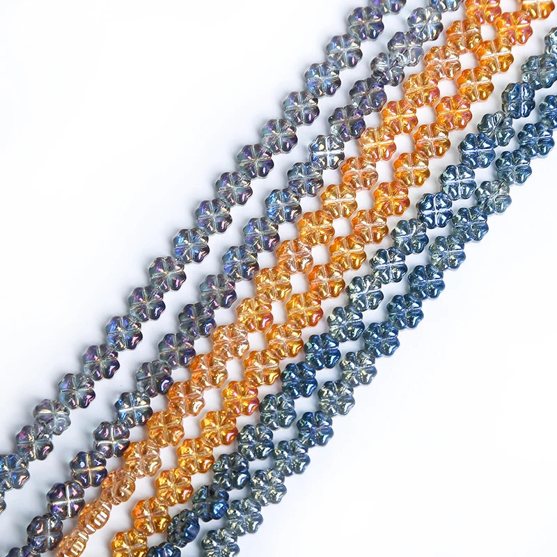 Wholesale four-leaf clover colored glass beads synthetic quartz crystal loose bead for jewelry production gemstone