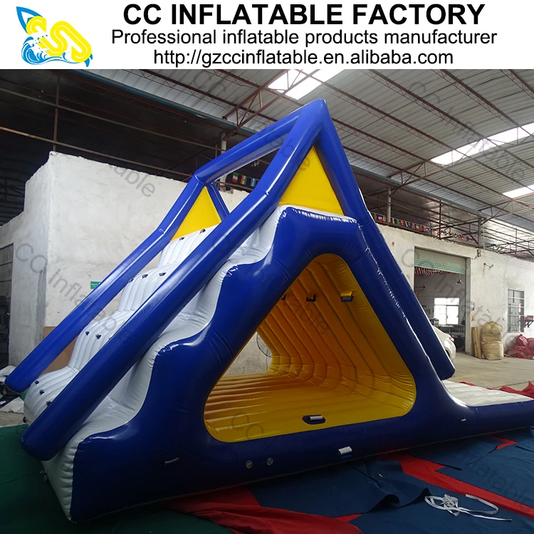 Factory lake water slide inflatable water climbing tower toy floating inflatable slide