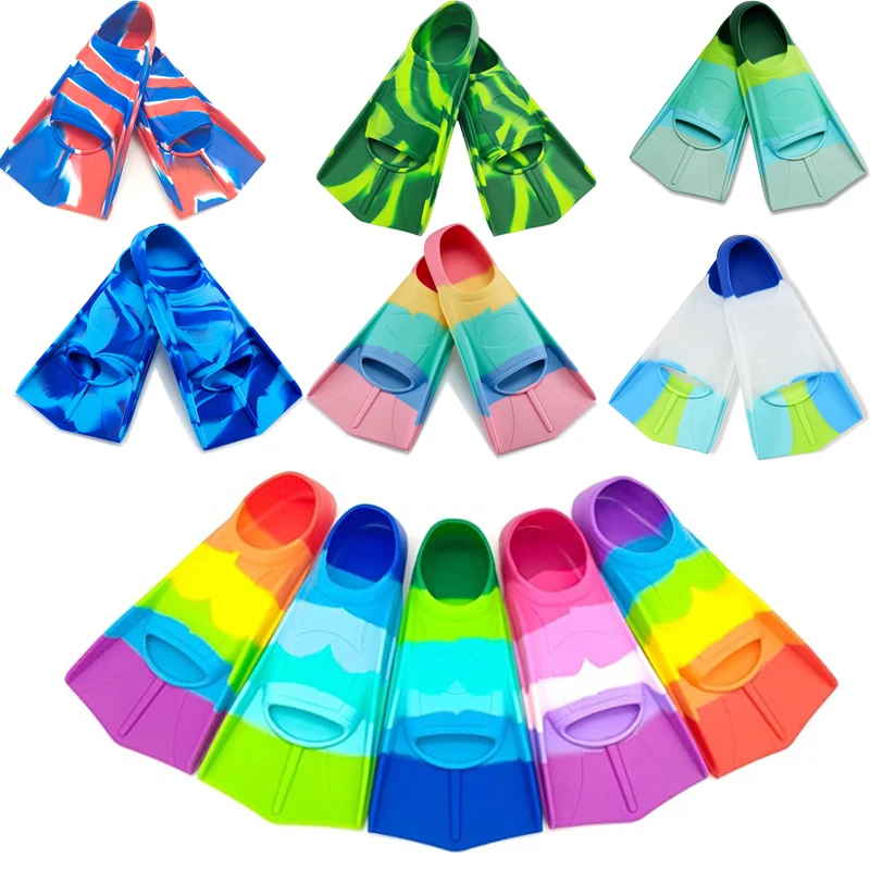 Kids Adults Swim Fins Comfortable Silicone Water Sports Swimming Pool Flippers for Swimming Diving Fins