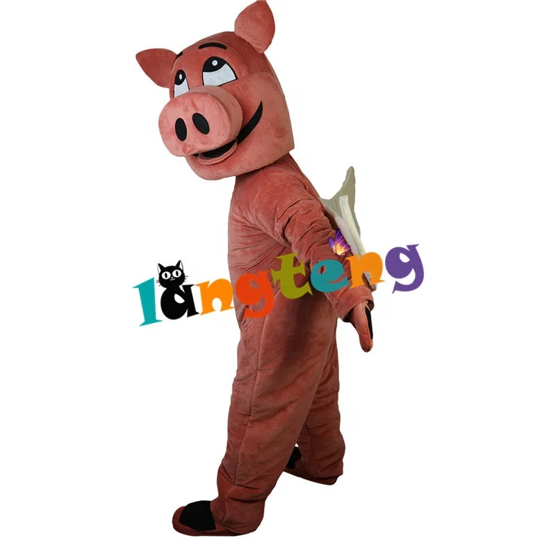 773 Business Customized Cute Pink Flying Pig Swine With Wings Cosplay Costumes Cartoon Halloween Mascot For Adults