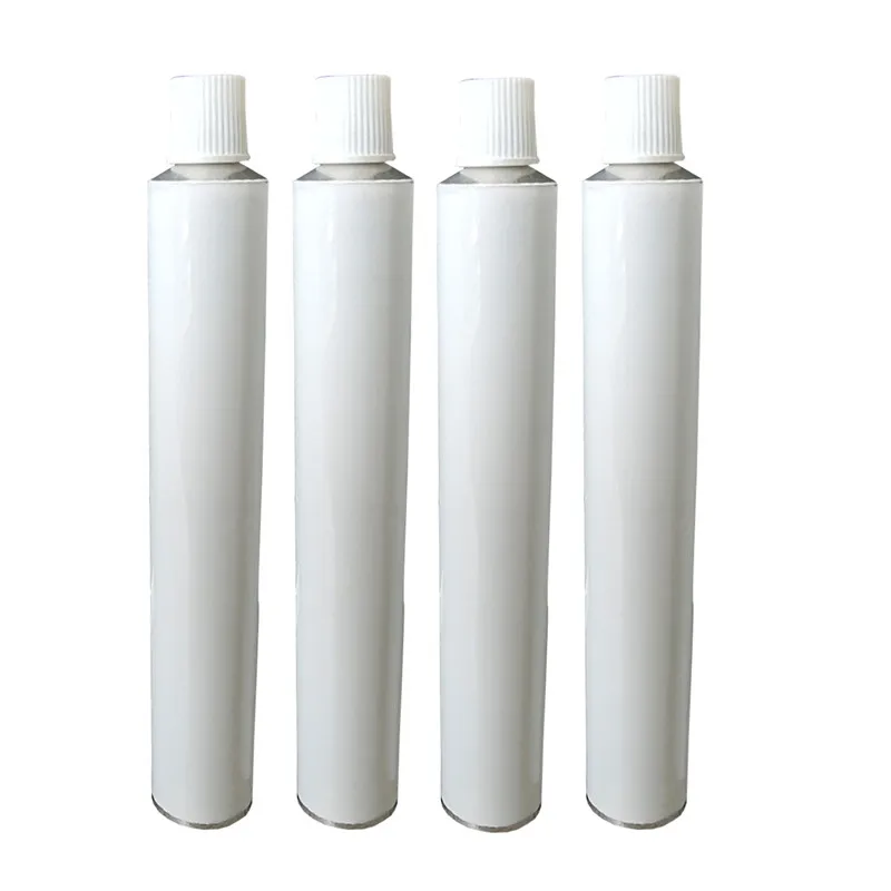 
Recyclable Metal Packaging Aluminum Soft Tubes Hand Foot Cream Glossy Matte Finish White Tubes Cosmetic with Flat Caps 
