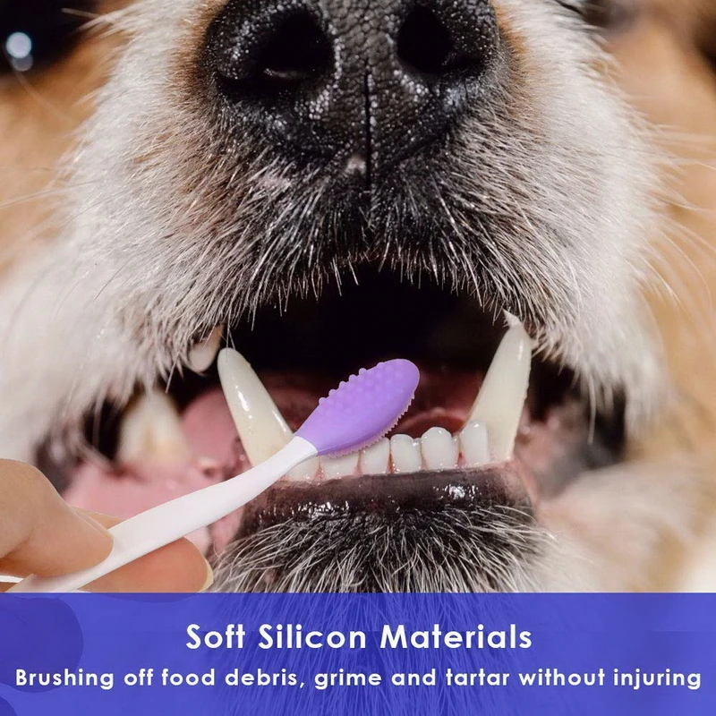 Pets Soft Bristle Silicone Toothbrush for Small to Large Dogs Dental Care Double Sided