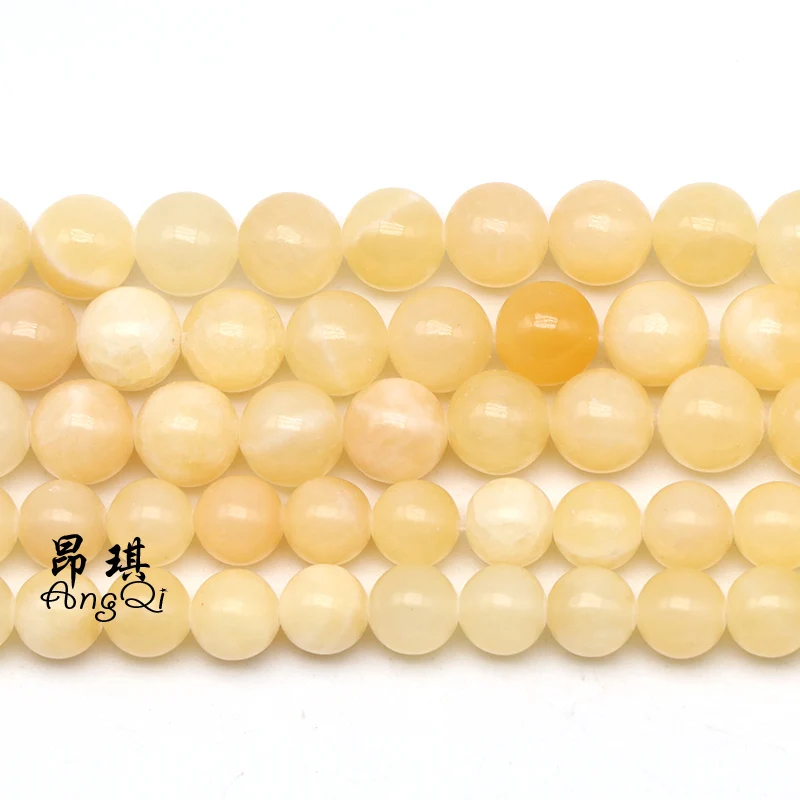 Round Natural Yellow Honey Jade Gemstone Loose Beads For Jewelry Making DIY Handmade Crafts 4mm 6mm 8mm 10mm 12mm