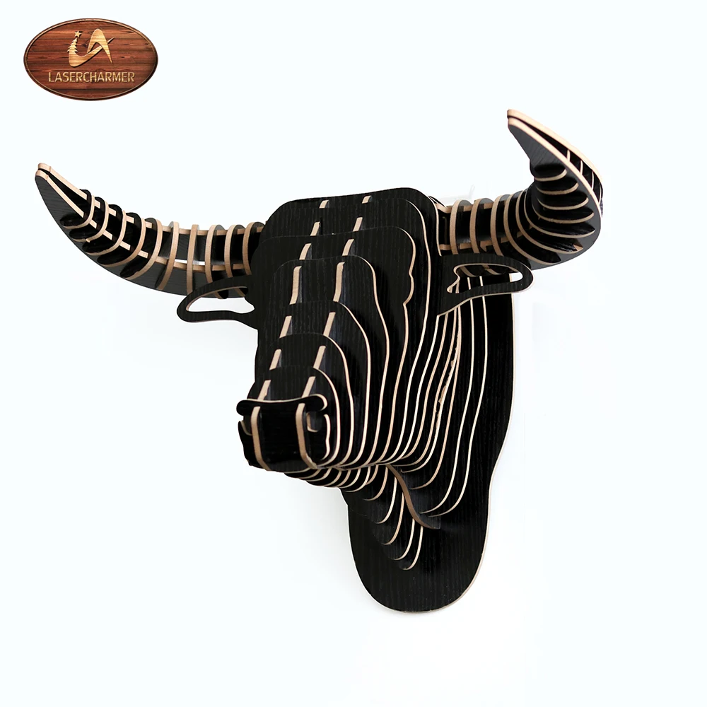 Hot wood animal head wall decoration Bull head restaurant wall decoration