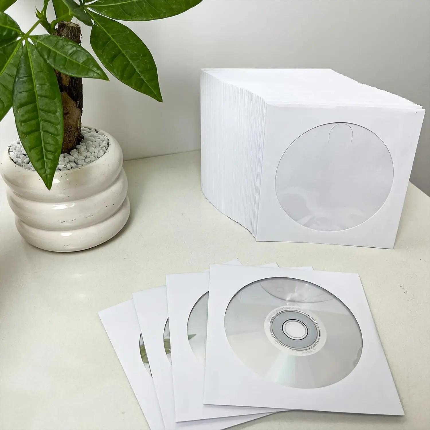 100g CD DVD Sleeves Envelope White Paper CD DVD Sleeve DVD Storage Paper Sleeves