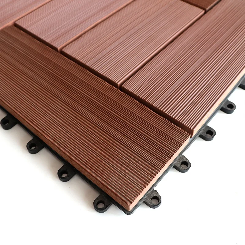 Outdoor Interlocking Wood Deck Tile Anti corrode Wood Plastic Composite Flooring Tile Simple Installation Wood Deck Tiles (1600478526775)