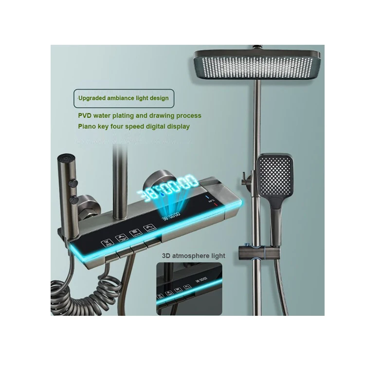 wall mounted bath room luxury column piano hotel matt black rain faucet bathroom mixer bath shower sets